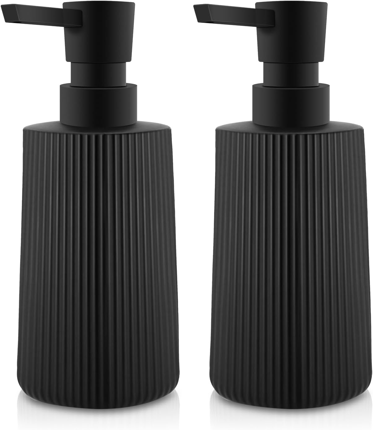 Soap Dispenser - Black Soap Dispenser for Detergent - Kitchen Soap Dispenser - With Press Dispenser - Suitable for Countertops - Bathroom and Kitchen (2 pieces - Black) - Image 1