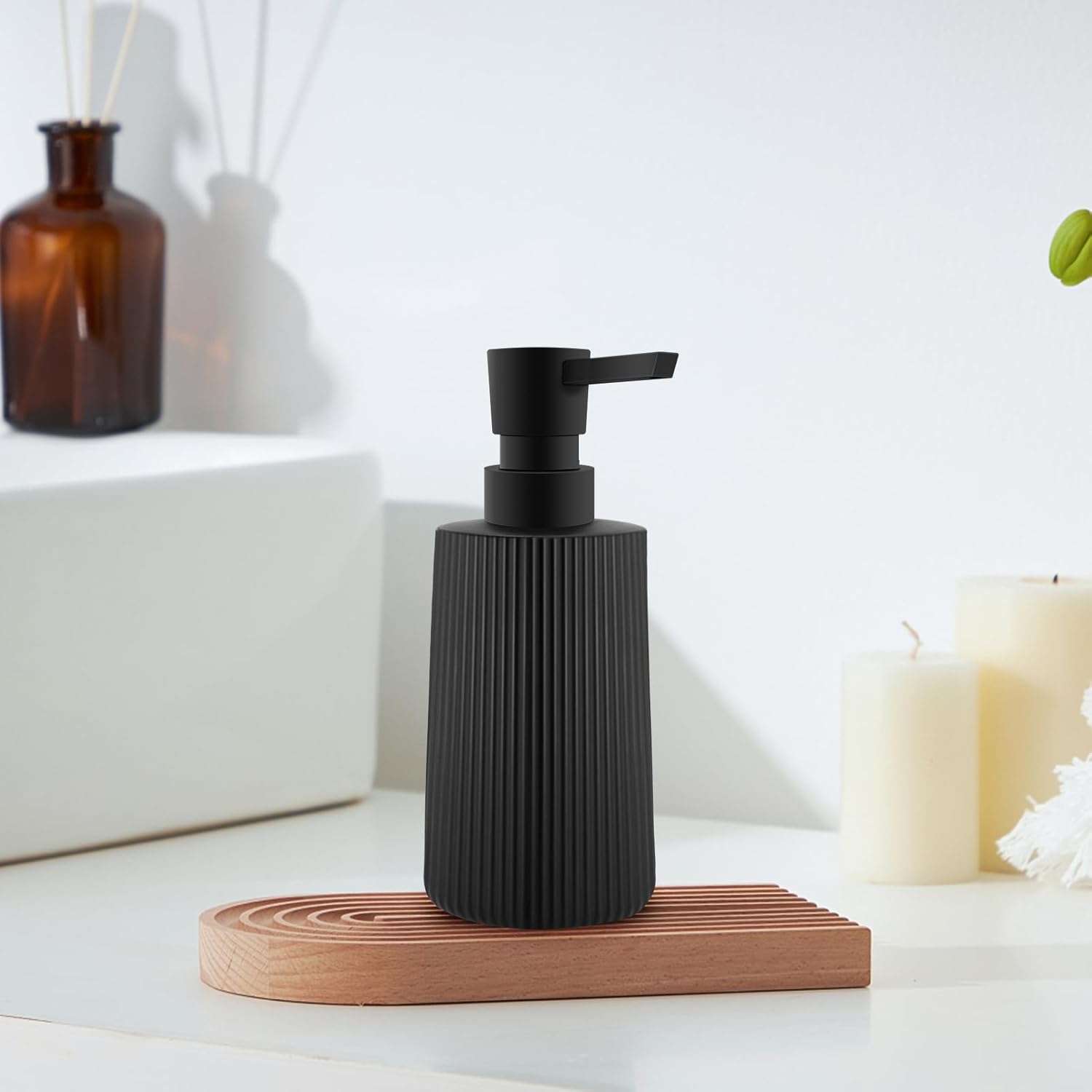 Soap Dispenser - Black Soap Dispenser for Detergent - Kitchen Soap Dispenser - With Press Dispenser - Suitable for Countertops - Bathroom and Kitchen (2 pieces - Black) - Image 5