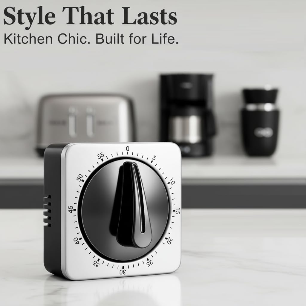Kitchen Timer - Mechanical Egg Timer - Battery-Free - 100% Mechanical Kitchen Clock - Stainless Steel Housing - Kitchen Clock - Stopwatch - Countdown Reminder - Magnetic Kitchen Clock - Egg Timer (grey) - Image 7