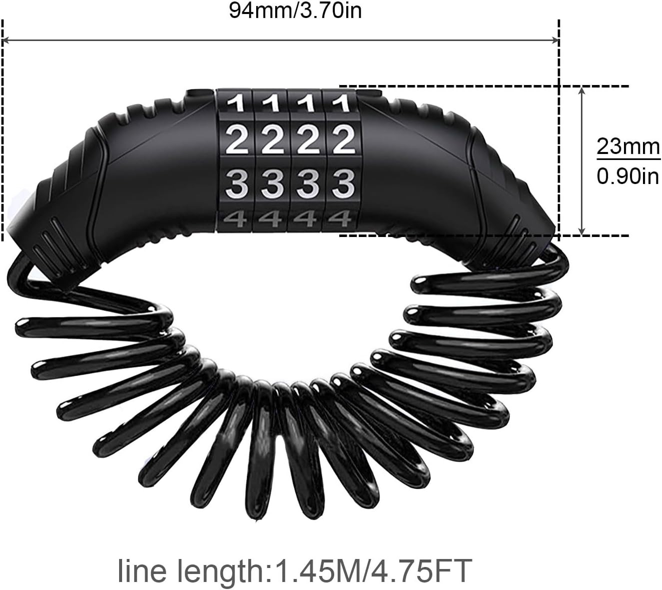 Combination lock - 2 pieces - Black - Motorcycle helmet lock - Theft security - Retractable - Luggage lock - With 4-digit combination - Security lock - Image 5