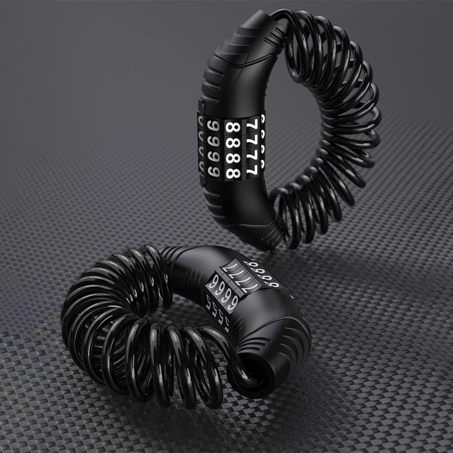 Combination lock - 2 pieces - Black - Motorcycle helmet lock - Theft security - Retractable - Luggage lock - With 4-digit combination - Security lock - Image 8
