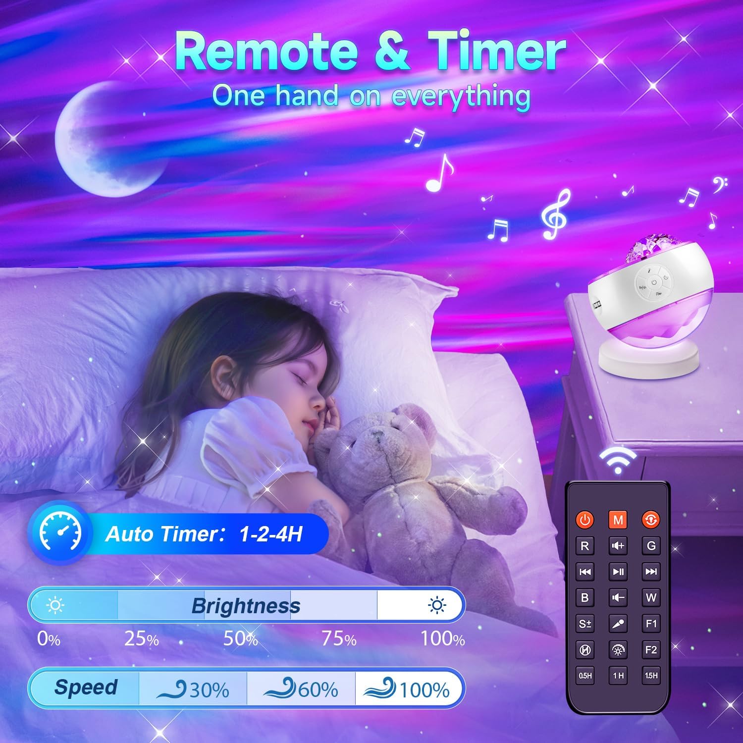 Starry Sky Projector Lamp - 300 Lighting Settings - Northern Light - 15 White Noise Bluetooth Projector Modes - Galaxy Party Light - Starry Sky Projector Light Cord with Timer - Room Decoration - Image 6