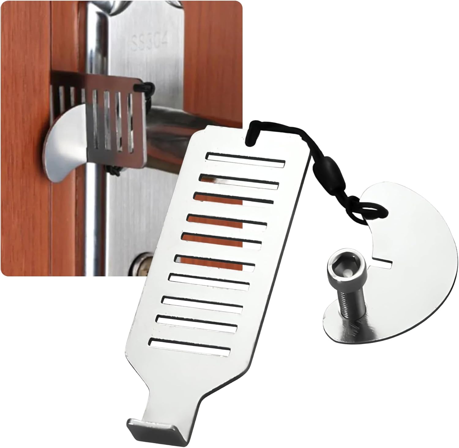Doorstop - Portable door lock - Travel doorstop - Universal quick-install lock - Emergency lock - Child-safe doorstop - Anti-jam system - Theft security - Image 1