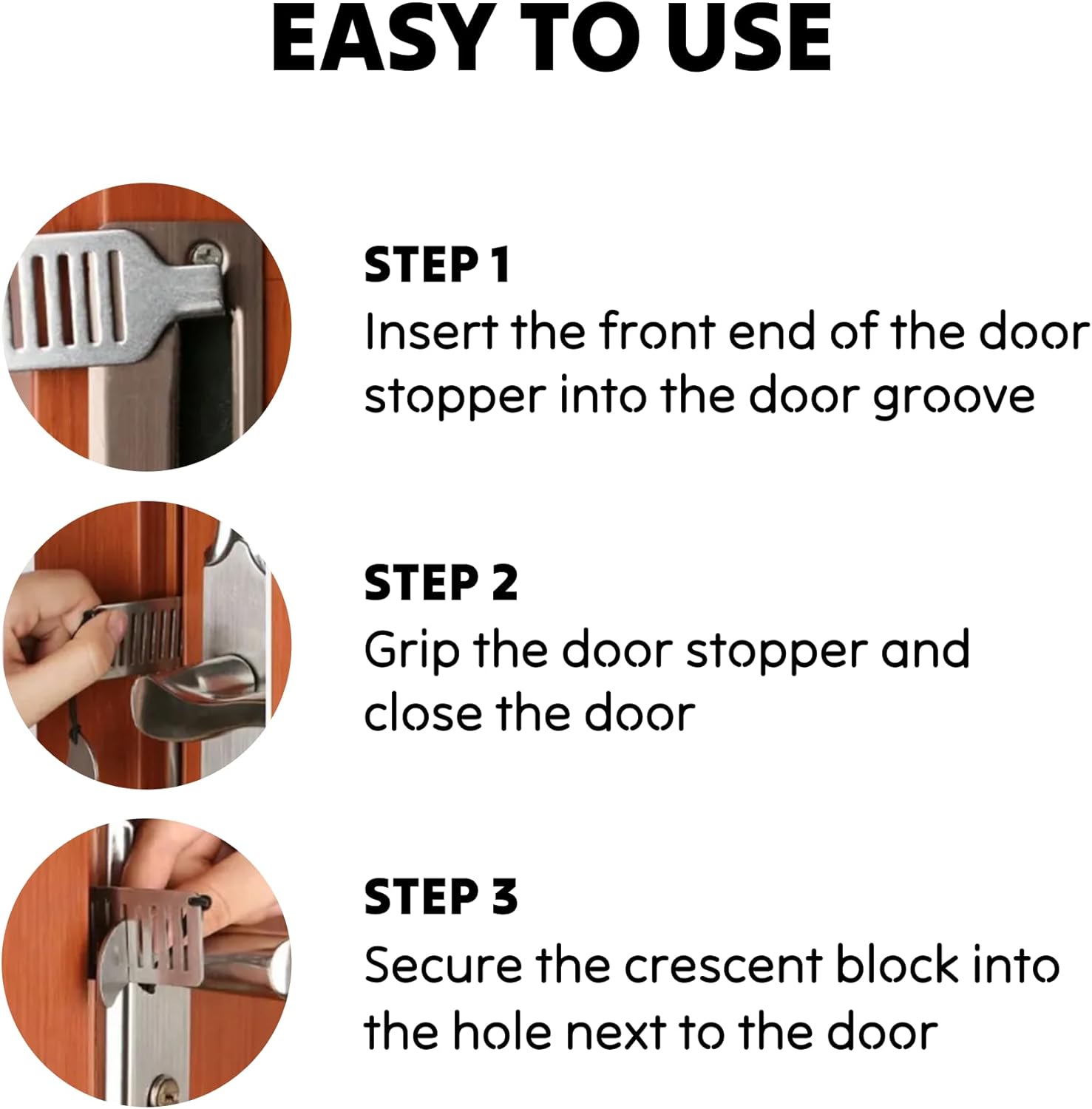 Doorstop - Portable door lock - Travel doorstop - Universal quick-install lock - Emergency lock - Child-safe doorstop - Anti-jam system - Theft security - Image 4