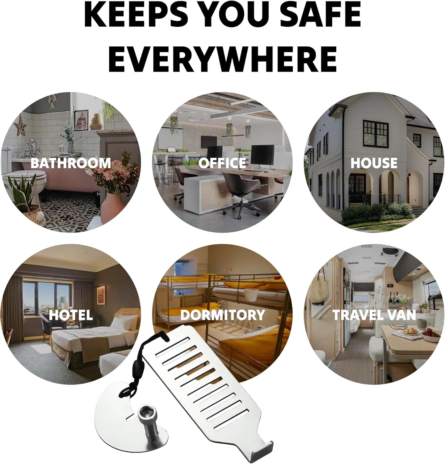 Doorstop - Portable door lock - Travel doorstop - Universal quick-install lock - Emergency lock - Child-safe doorstop - Anti-jam system - Theft security - Image 6