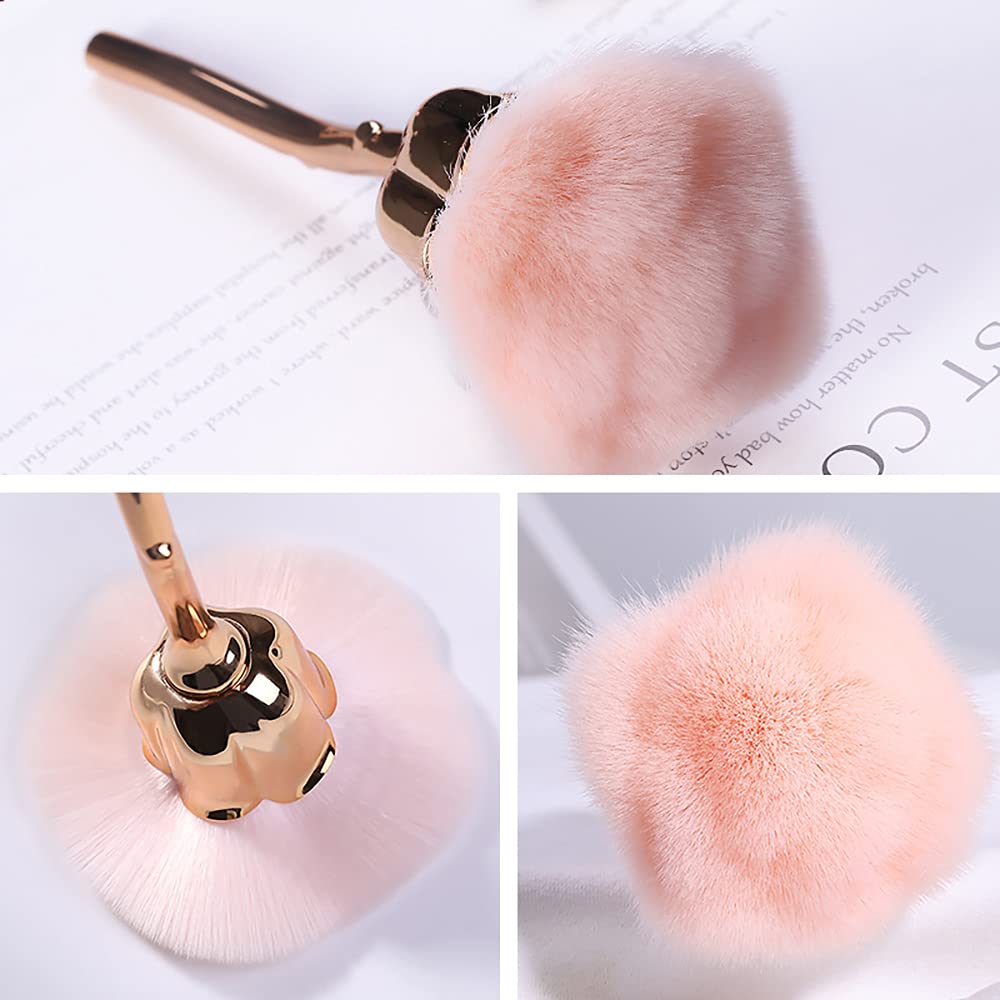 Cleaning Brush - Pink Rose Soft Brush - Suitable for acrylic nail art, manicures, cleaning fabric and can also be used for cutting nails and cleaning makeup brushes, etc. (Pink) - Image 3