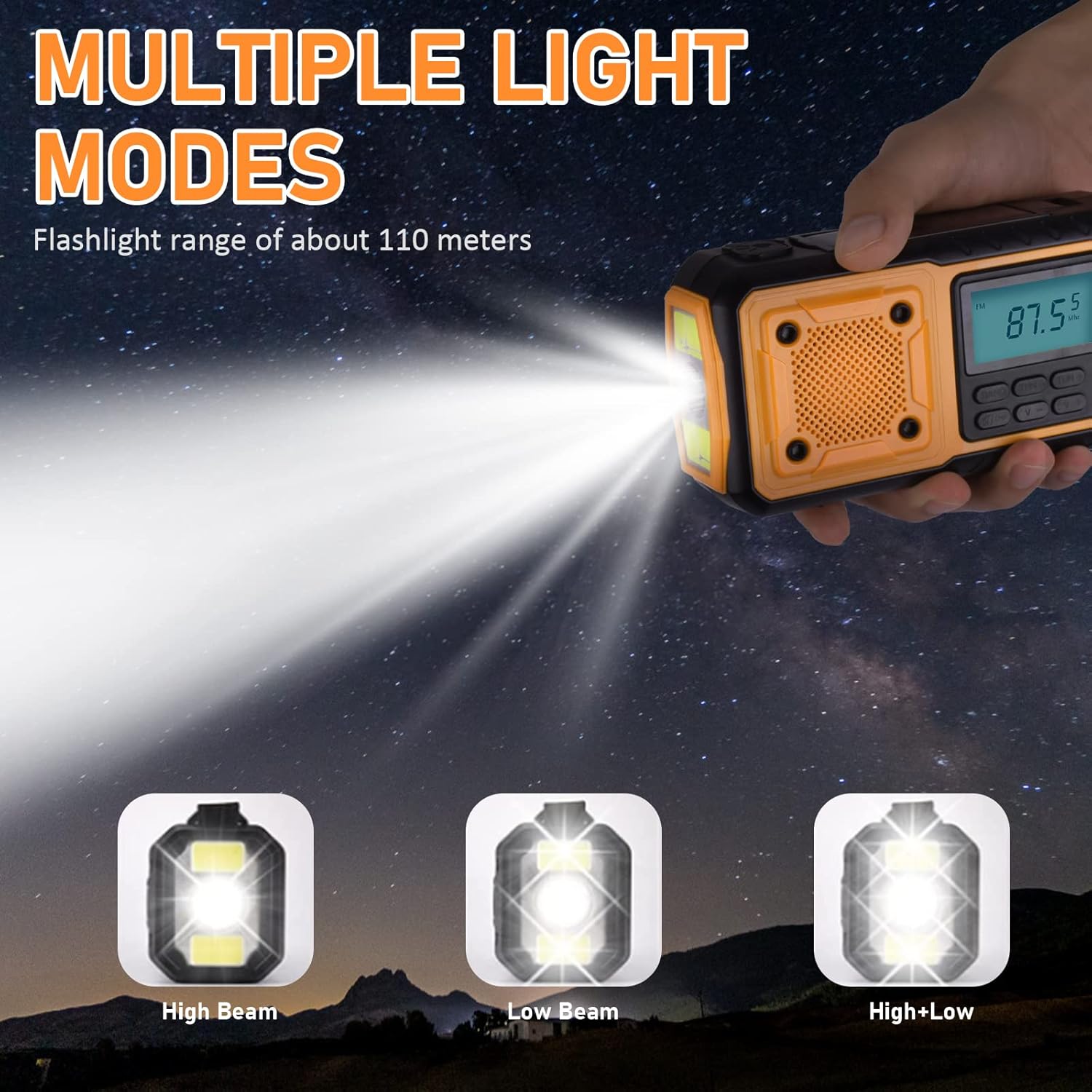 Hand-crank emergency radio - Portable AM/FM and shortwave radio - Supports charging via solar power/USB/hand crank - Equipped with a 4000 mAh rechargeable battery - Flashlight - Reading light and SOS emergency signal - Suitable for survival - Hiking and s - Image 4