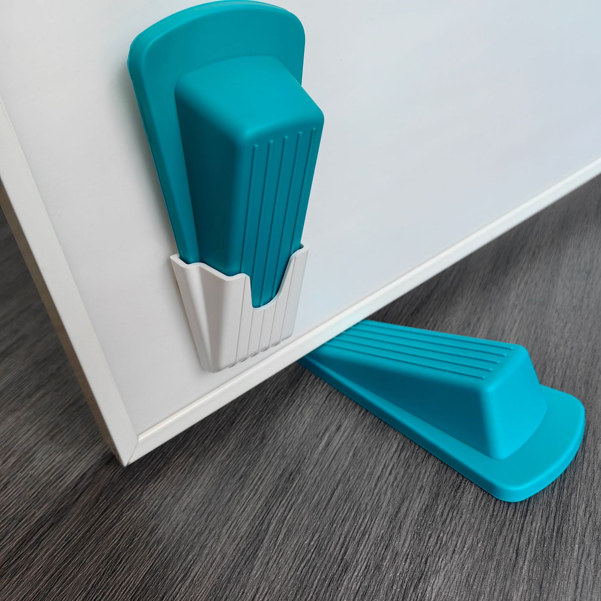 Door stopper, door stopper, combination storage box, eco-friendly TPR material, door top, safety and anti-collision, white storage box, residue-free glue, 12.4 cm * 3.5 cm * 3.5 cm - Image 1