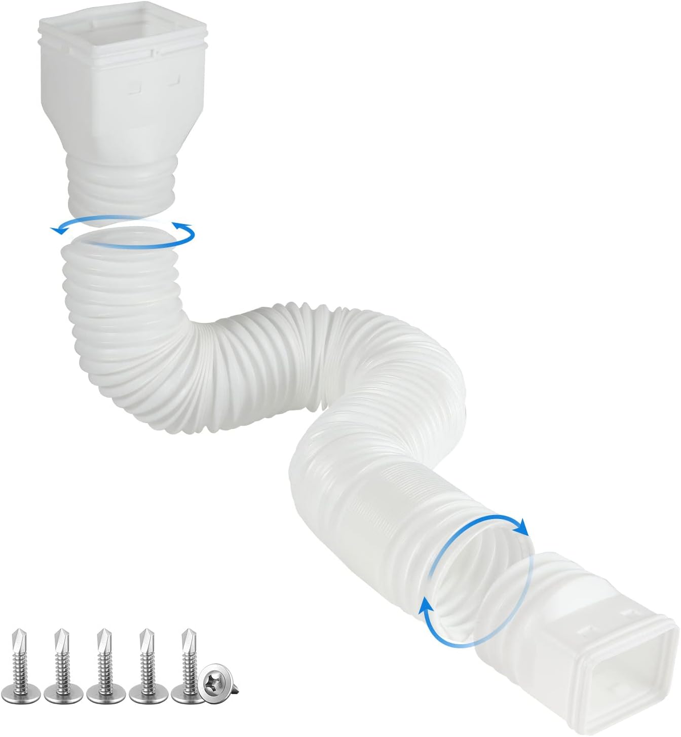 White single gutter extension - Flexible design - Gutter extension - Gutter connector - Rainwater drainage - Extendable from 21 inches to 68 inches - Image 1
