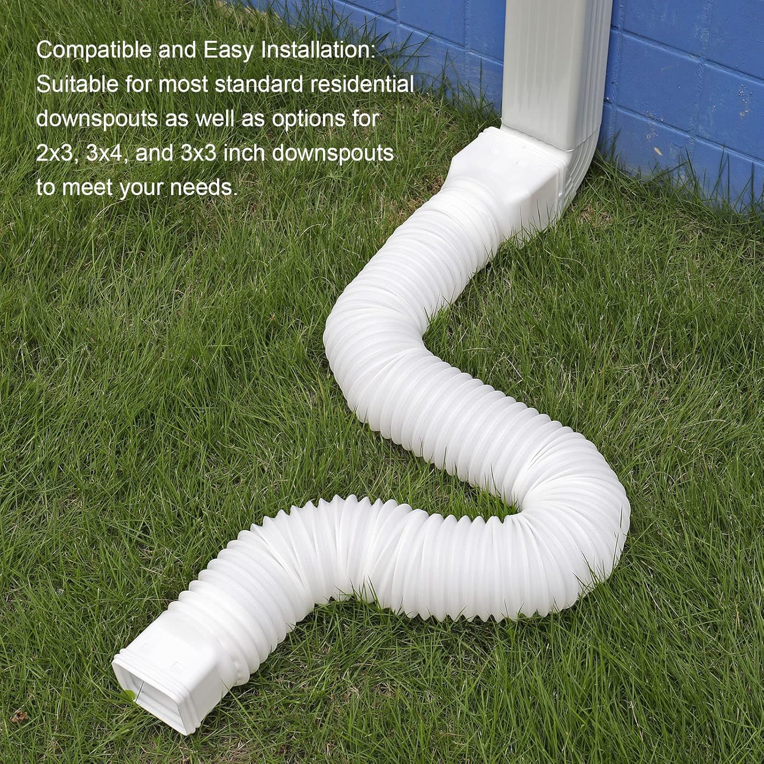 White single gutter extension - Flexible design - Gutter extension - Gutter connector - Rainwater drainage - Extendable from 21 inches to 68 inches - Image 5