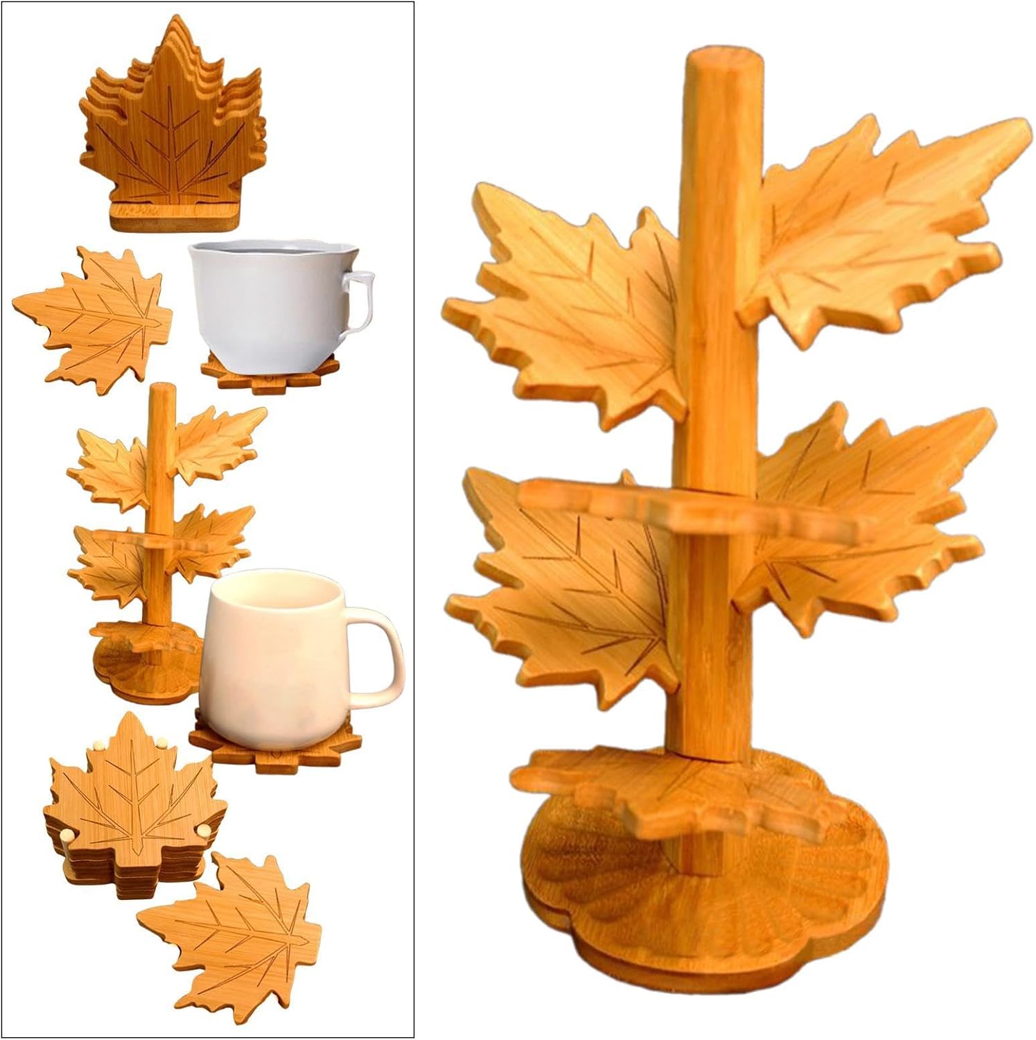 6 coasters in the shape of a maple leaf - heat-resistant and heat-insulating - suitable for dining tables, placemats, decoration, heat retention - also suitable for coasters, tableware and home refrigerators - tree-shaped design - Image 4