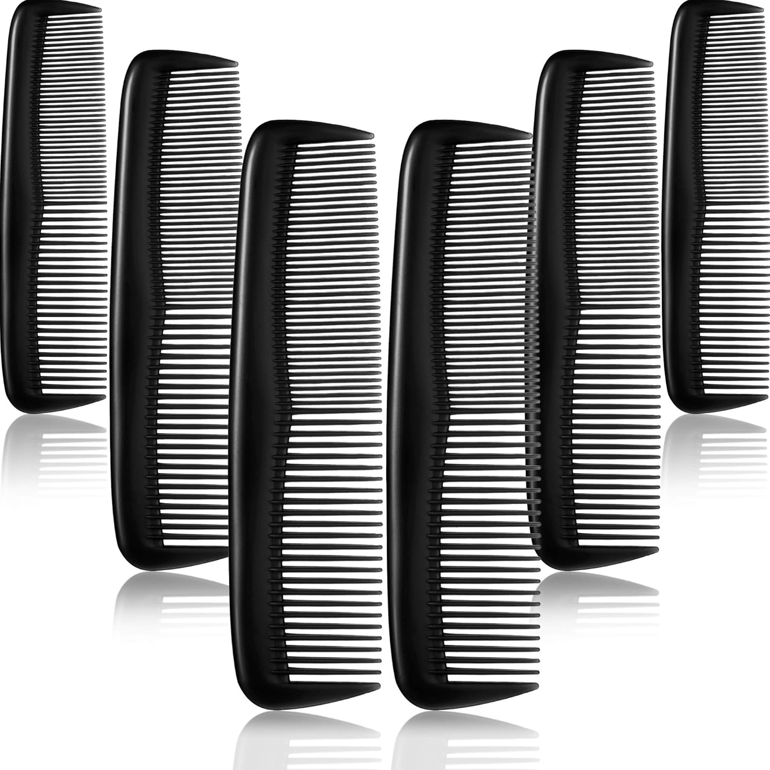 12-piece hair brush set - fine plastic hair brush in pocket size - unisex - fine comb (black) - Image 1