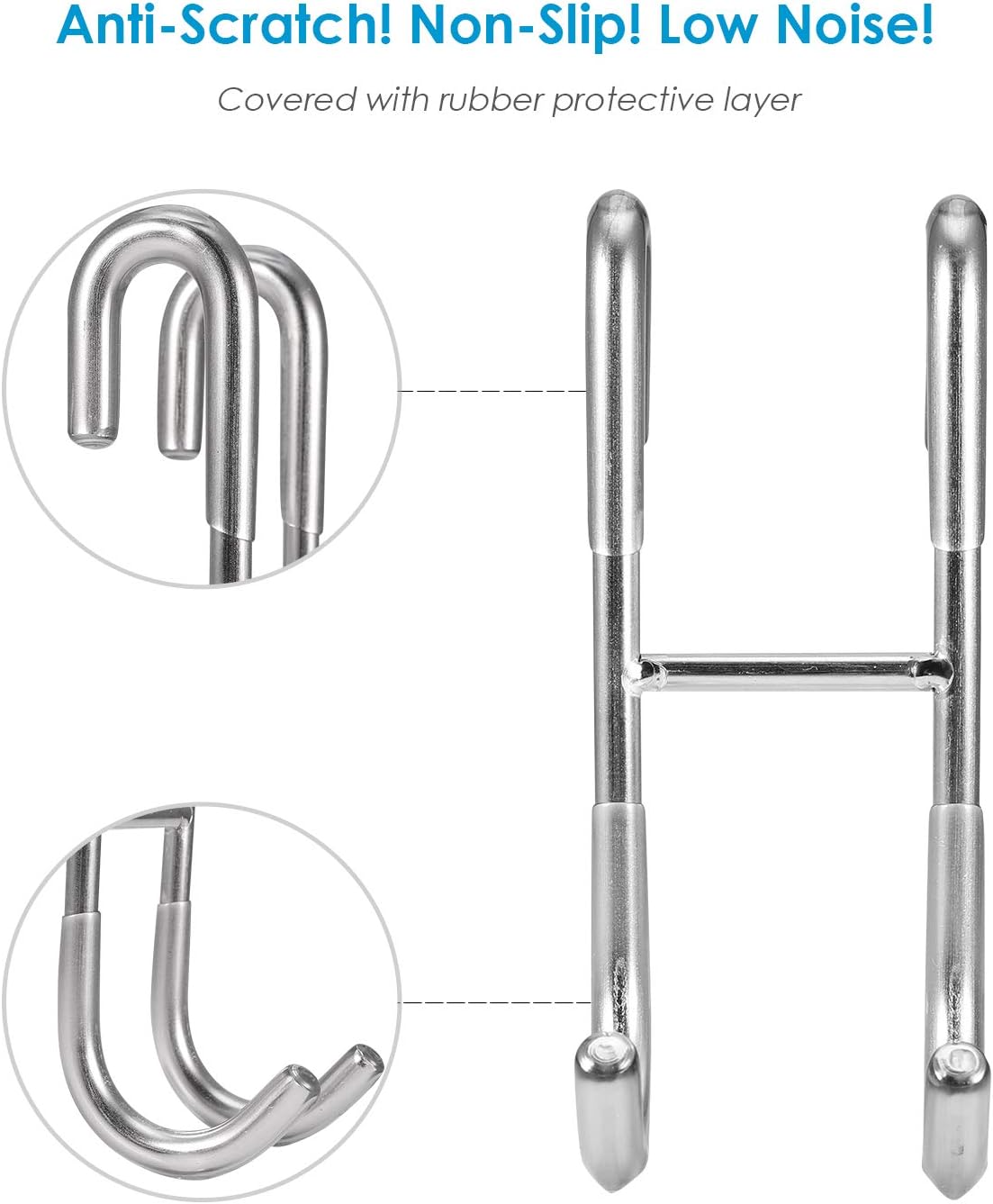 Shower Curtain Hooks (2-pack) - Towel Hooks for Frameless Glass Shower Doors - Shower Squeegee Hooks - Image 2