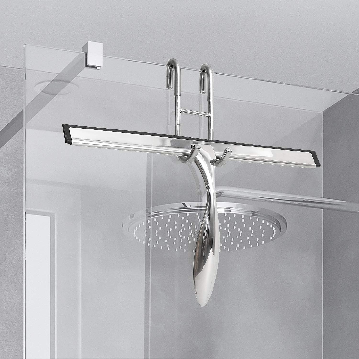 Shower Curtain Hooks (2-pack) - Towel Hooks for Frameless Glass Shower Doors - Shower Squeegee Hooks - Image 5