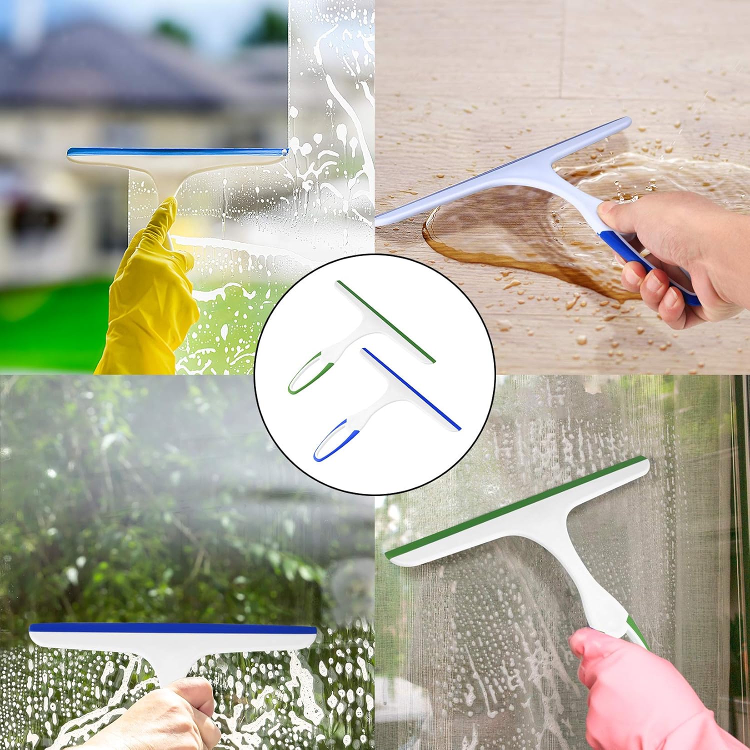 2-Pack Shower Screen Glass Wipers - Suitable for cleaning shower screen glass doors, car windows-windshields-rearview mirrors and tiles - Wiper tool with hooks - Window cleaning Shower Screen Glass Wipers - Image 7