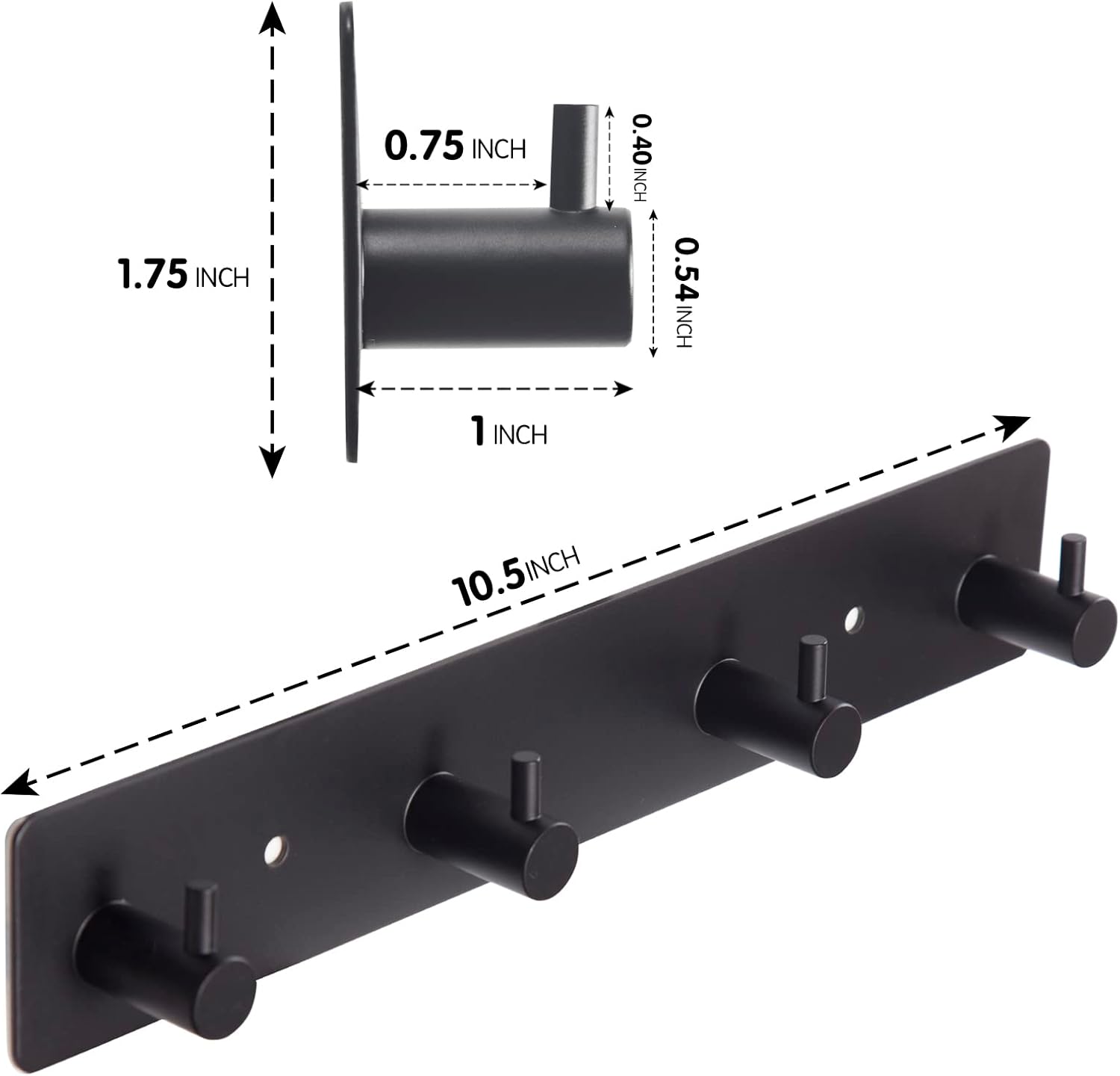Black self-adhesive towel hooks - Bathroom on the wall - No drilling required - Specifically for shower areas - Heavy-duty wall hooks, self-adhesive towel rails - adhesive wall hooks - Stainless steel self-adhesive hooks - Suitable for kitchens-doors-keys - Image 2