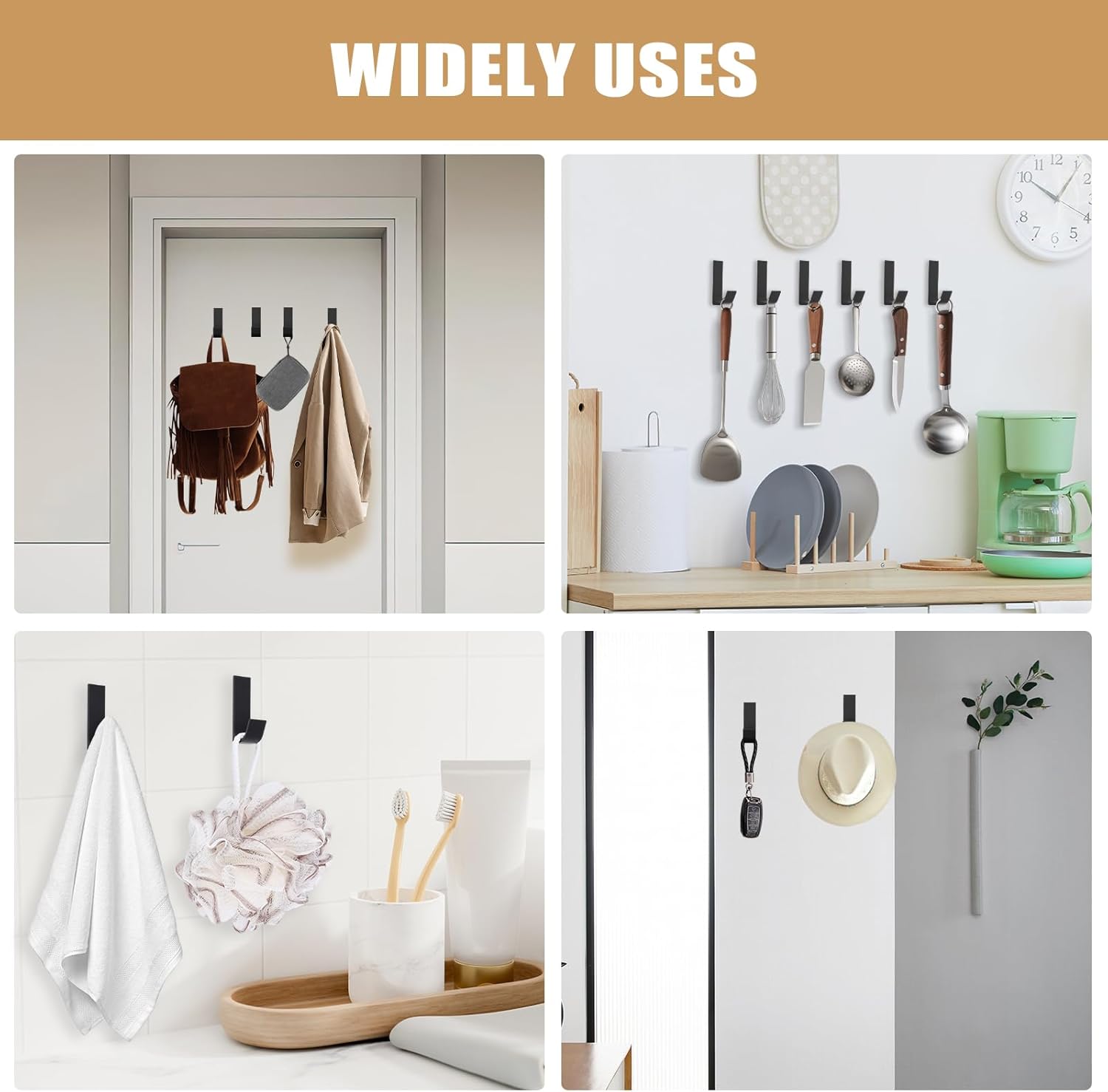 Strong adhesive hooks - 6 pack - suitable for hanging coats, bathrobes, towels and other items. Can also be installed in the shower to hang loofahs, towels, cloths, hats and other things. - Image 5