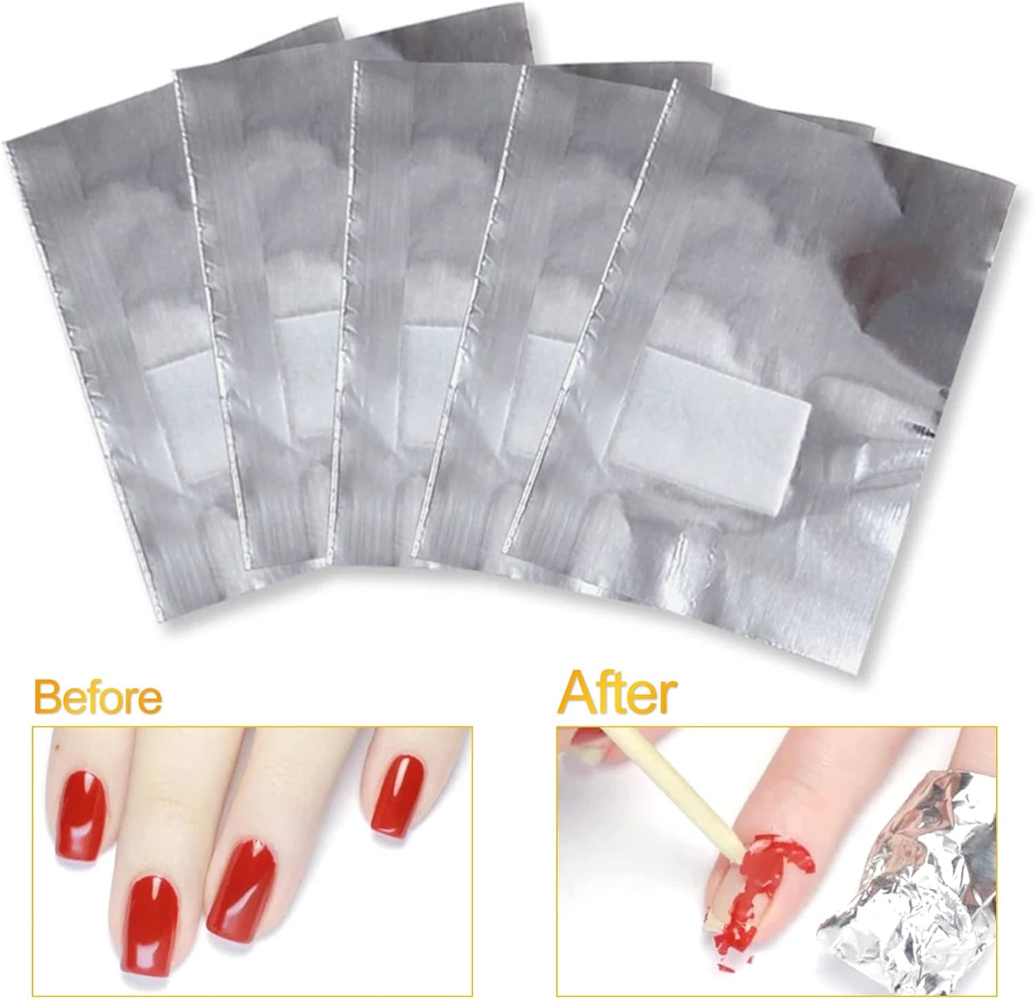 100 foil nail stickers, foil for gel nails, nail foil remover with pre-installed lint-free cotton pads for manicure and pedicure, nail art cleanser - Image 4