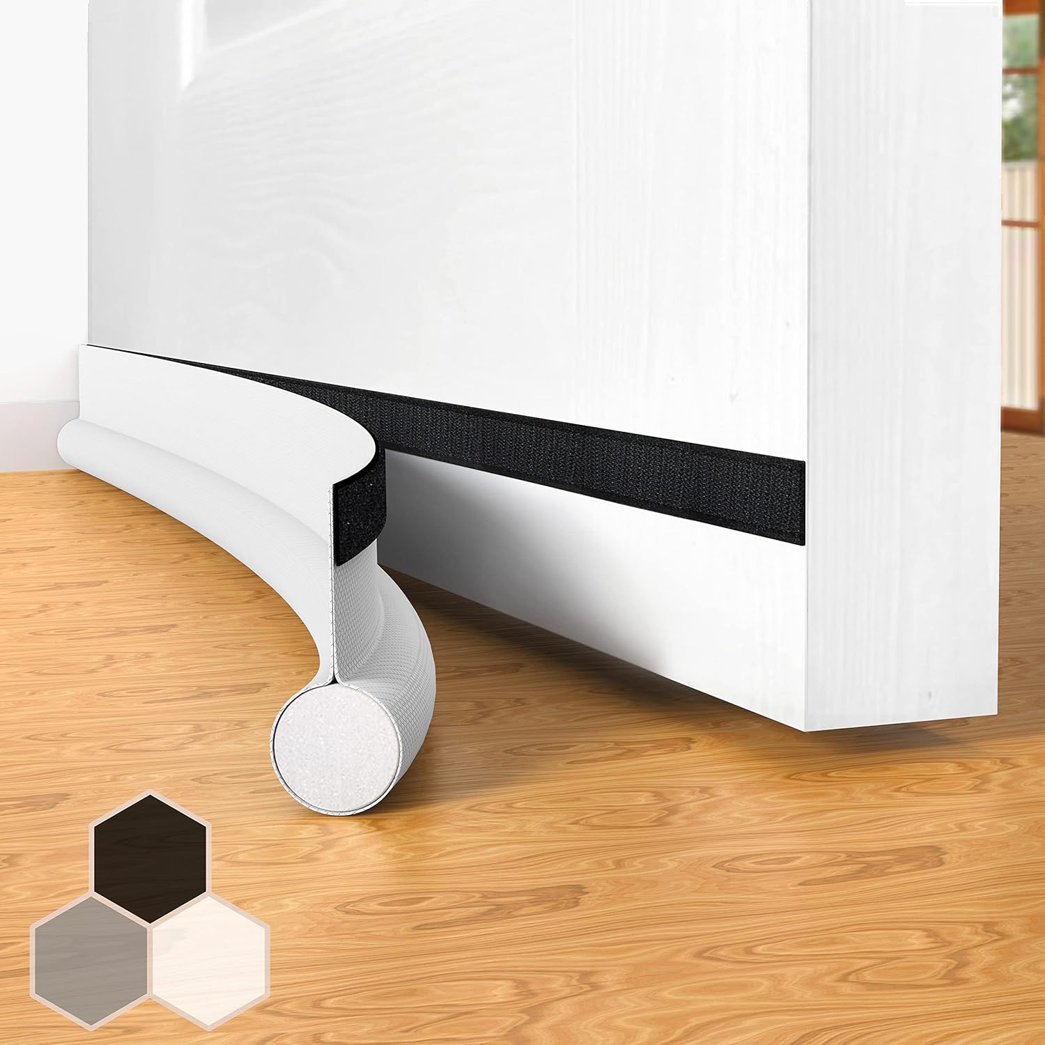 Door stopper, draft excluder, draft excluder, 37 inch, cuttable, draft excluder, insulator, sound insulation, heat insulation, insulation, insect repellent, suitable for indoor and outdoor doors, 1 pack, white - Image 1