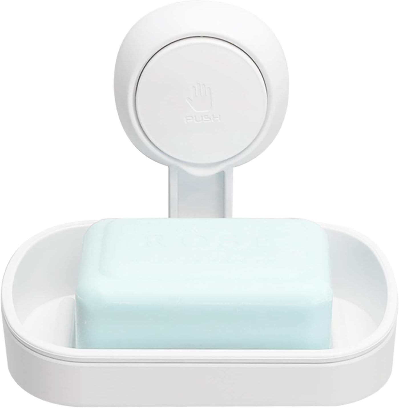 Shower soap dish, load capacity up to 3 kg, bathroom, soap dish with suction cup, wall-mounted, waterproof, no drilling required, removable shower storage container with suction cup, sponge holder, white plastic - Image 1