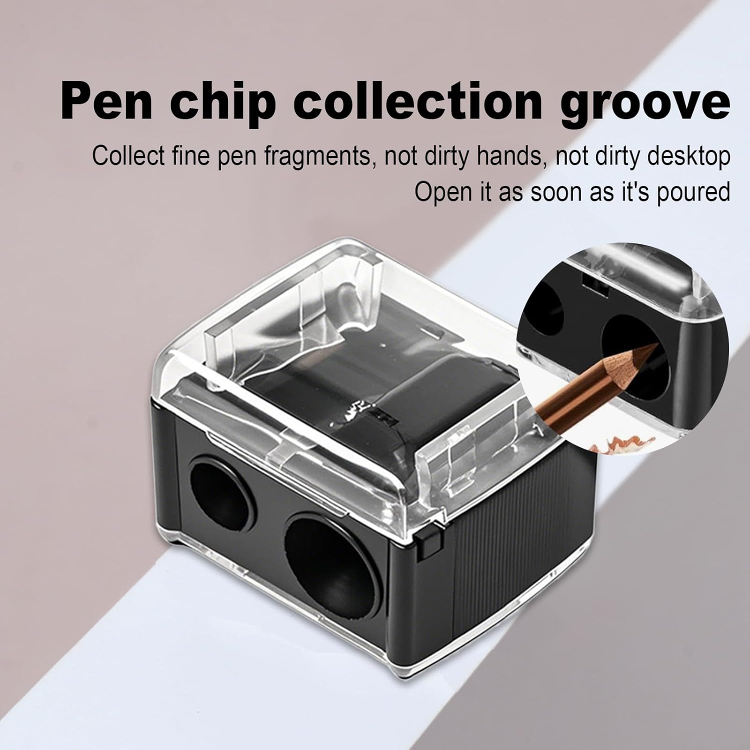 2-piece eyeliner pencil sharpener, makeup pencil sharpener with 2 holes, compact eyebrow pencil sharpener for different sizes of eyebrow pencils, eyeliner pencils, lip liners, etc., easy to clean (black) - Image 4