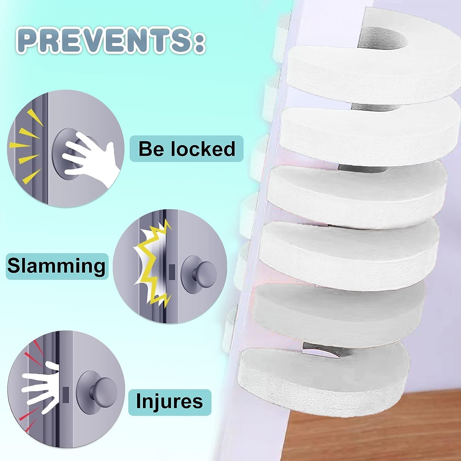 [6-pack -1.5 cm] Door wedge lock, child door safety lock, baby safe door stopper, protect children's fingers with soft foam protection, prevent finger pinching injuries, child or pet cannot be locked in the room - Image 5