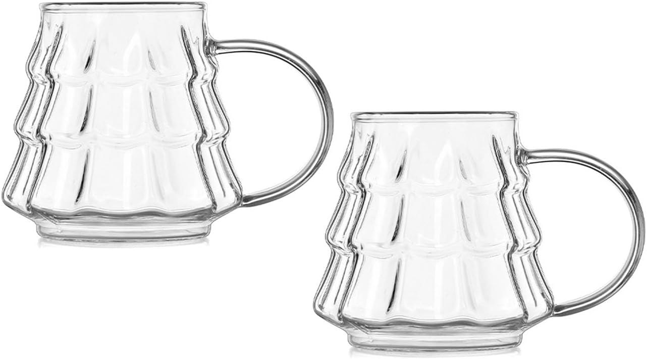 Tree-shaped transparent glass coffee cup - Tree-patterned glass tea cup - Household juice cup - Milk cup with handle - Image 1