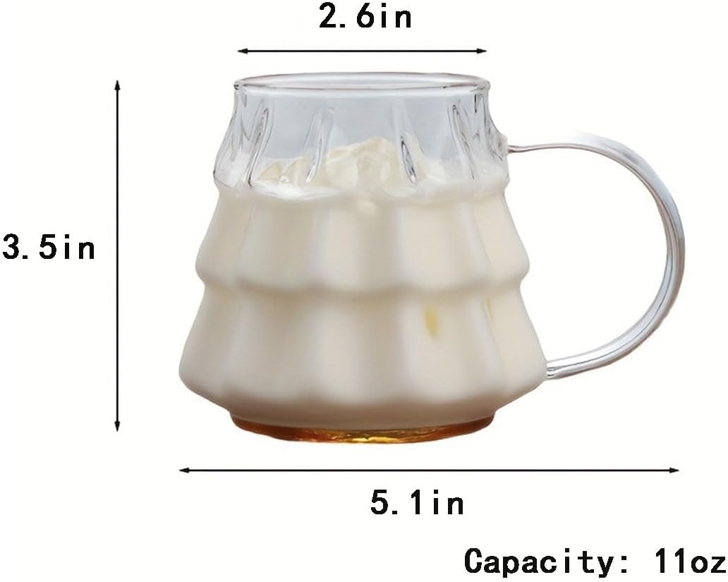 Tree-shaped transparent glass coffee cup - Tree-patterned glass tea cup - Household juice cup - Milk cup with handle - Image 2