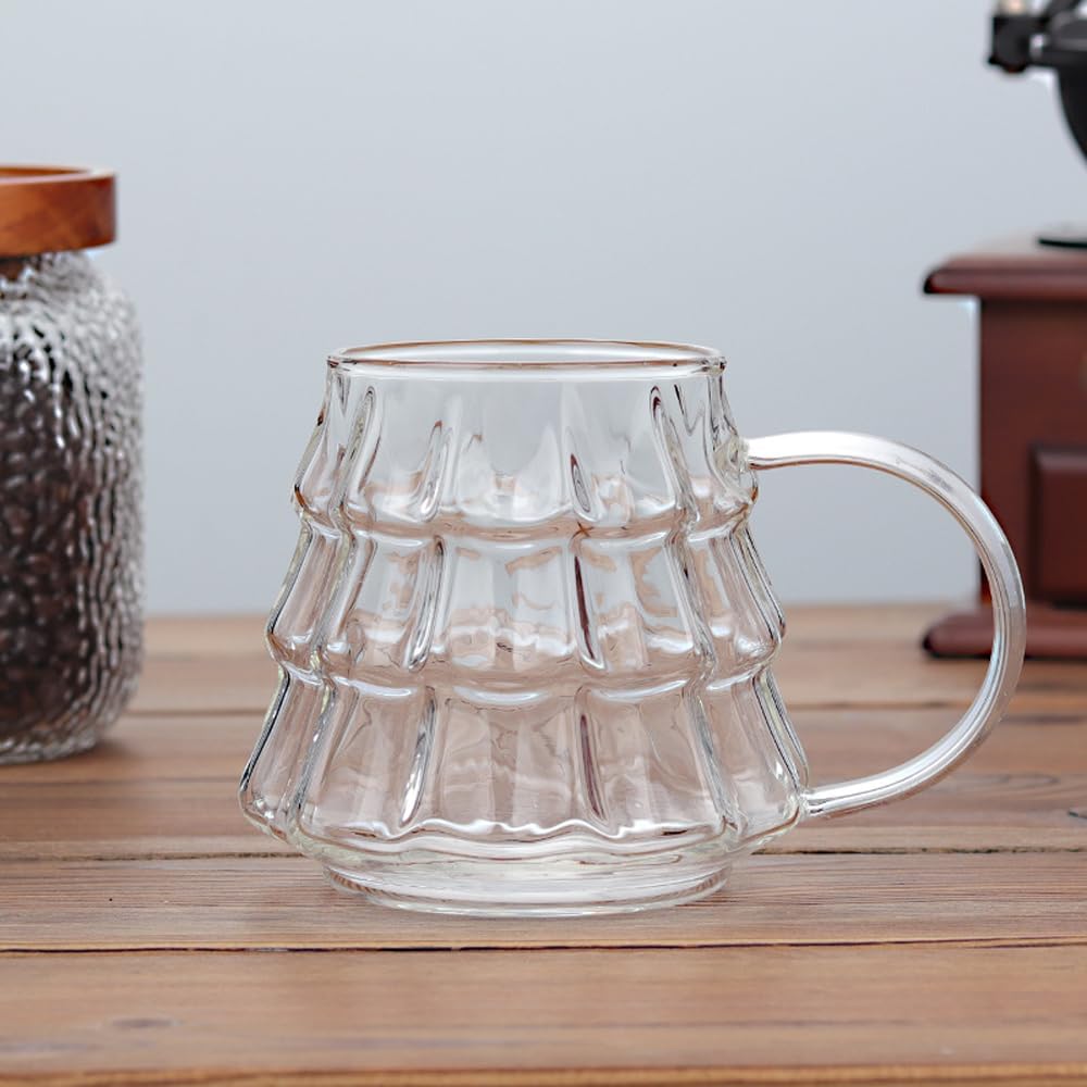 Tree-shaped transparent glass coffee cup - Tree-patterned glass tea cup - Household juice cup - Milk cup with handle - Image 3