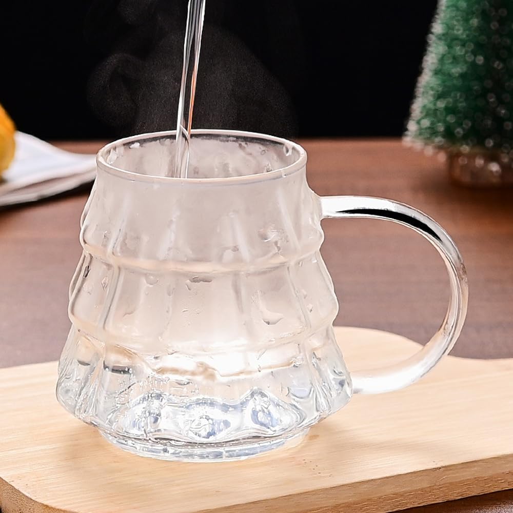 Tree-shaped transparent glass coffee cup - Tree-patterned glass tea cup - Household juice cup - Milk cup with handle - Image 6