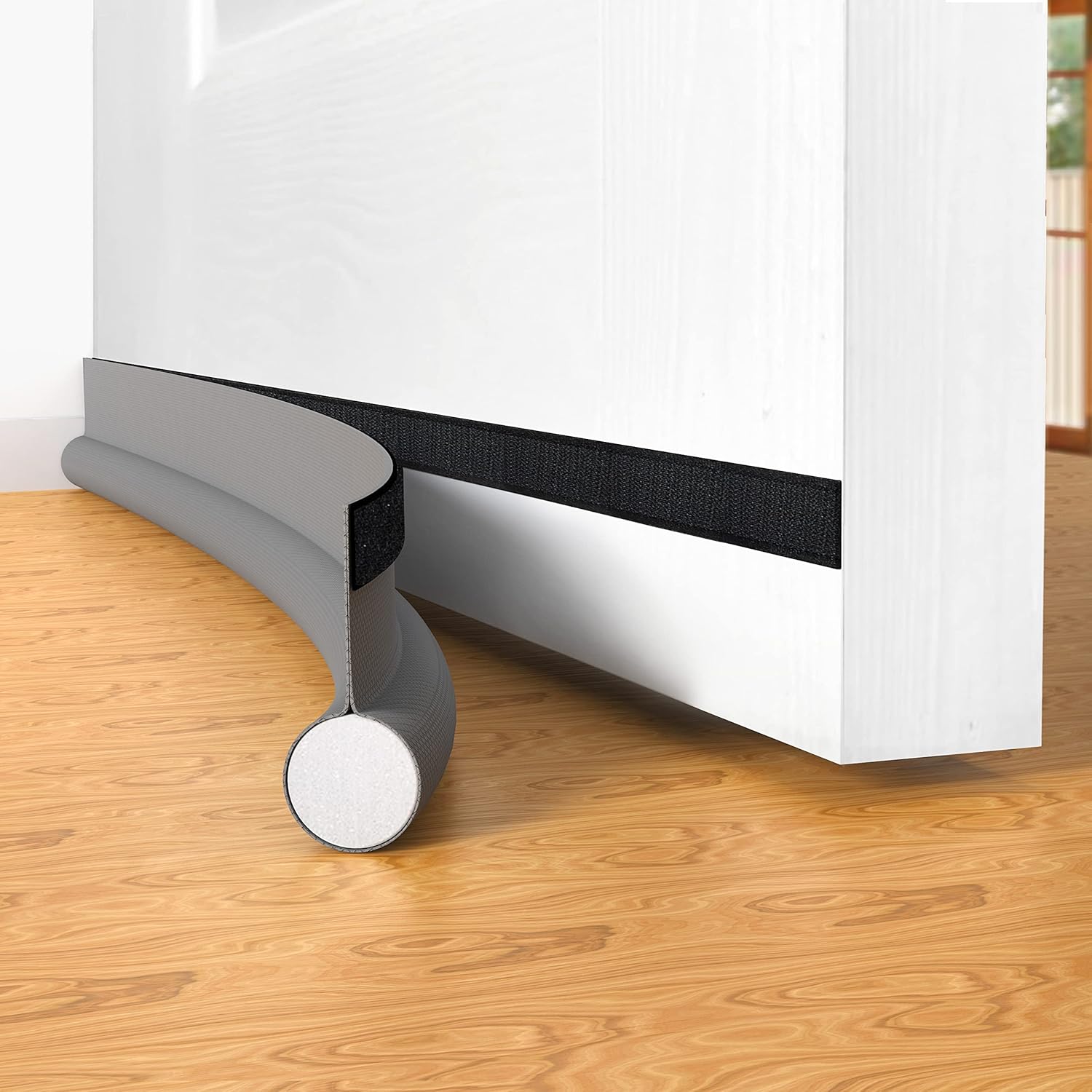 Door stopper, draft excluder, draft strip, 37 inch, cuttable, draft seal, insulator, sound insulation, heat insulation, insulation, insect repellent, suitable for indoor and outdoor doors, 1 pack, grey - Image 1