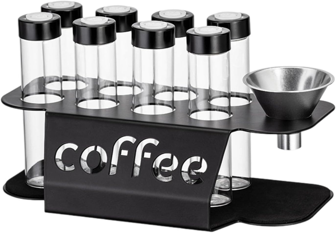 Coffee Bean Storage Containers - 8-pack Glass Jars for Storing Coffee Beans - Transparent Storage Containers, Reagent Racks, One-Way Valve - Portable Storage Jars - Image 1