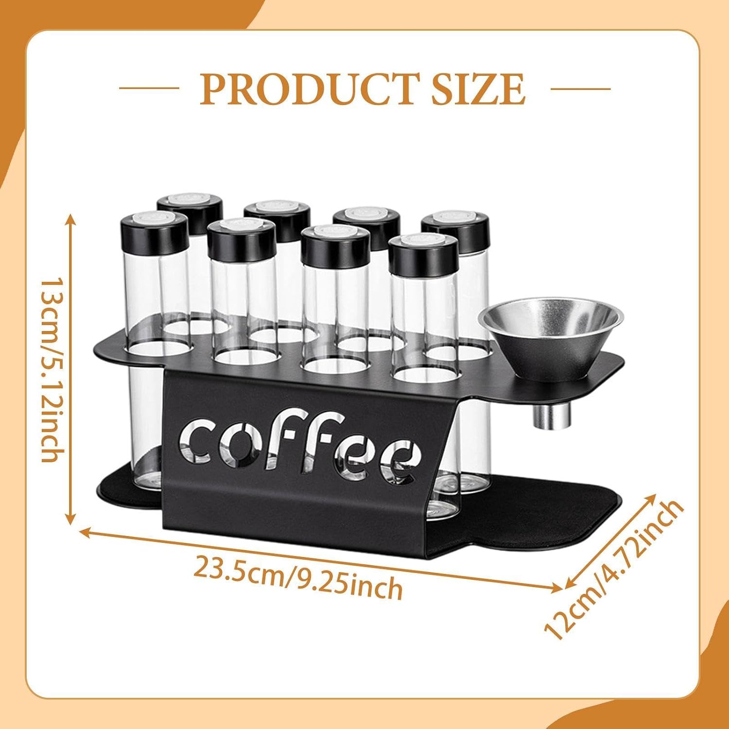 Coffee Bean Storage Containers - 8-pack Glass Jars for Storing Coffee Beans - Transparent Storage Containers, Reagent Racks, One-Way Valve - Portable Storage Jars - Image 4