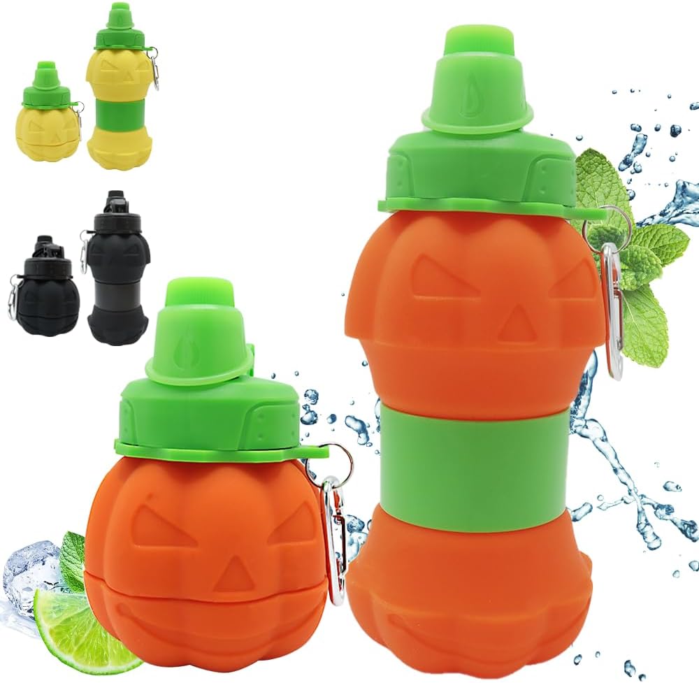 Collapsible silicone water bottle - 600 ml/20 oz - portable and lightweight - ideal for outdoor walks and indoor sports - handy for travel. - Image 1