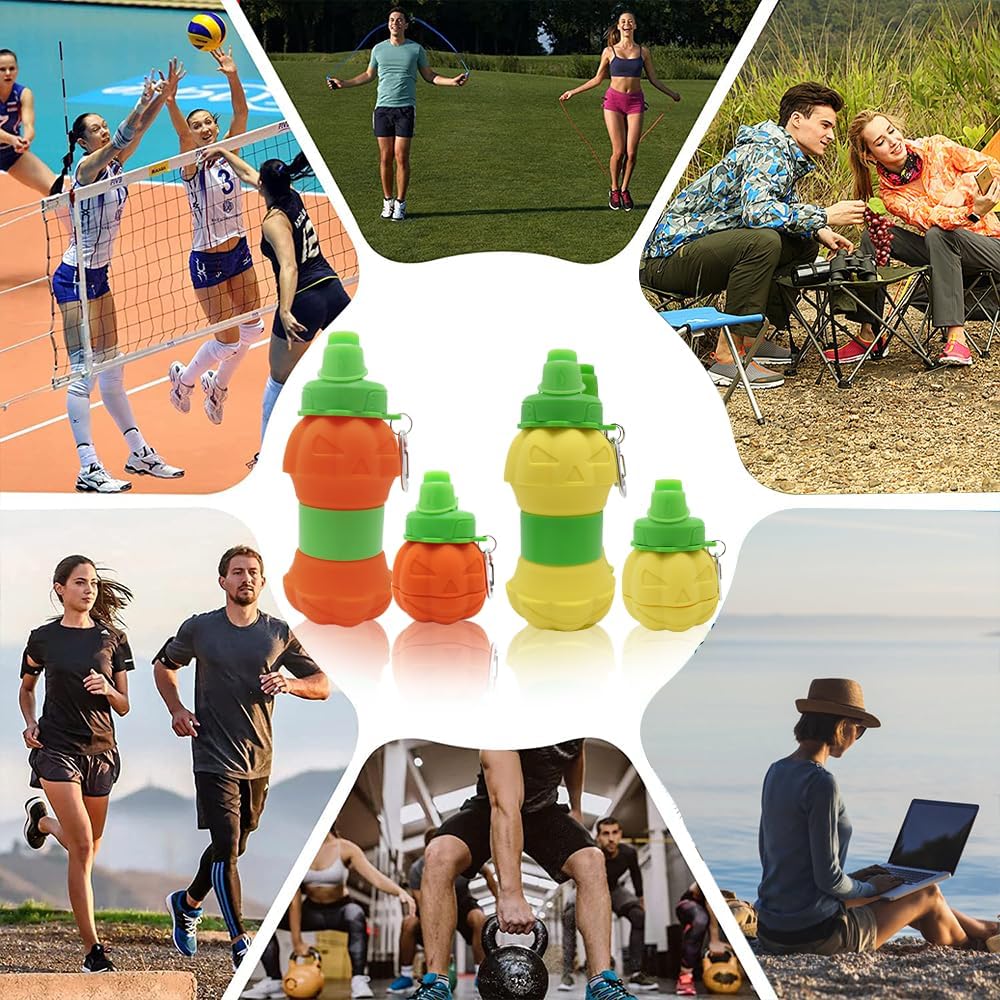 Collapsible silicone water bottle - 600 ml/20 oz - portable and lightweight - ideal for outdoor walks and indoor sports - handy for travel. - Image 5