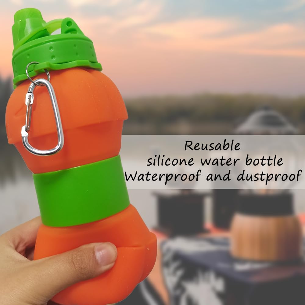 Collapsible silicone water bottle - 600 ml/20 oz - portable and lightweight - ideal for outdoor walks and indoor sports - handy for travel. - Image 6