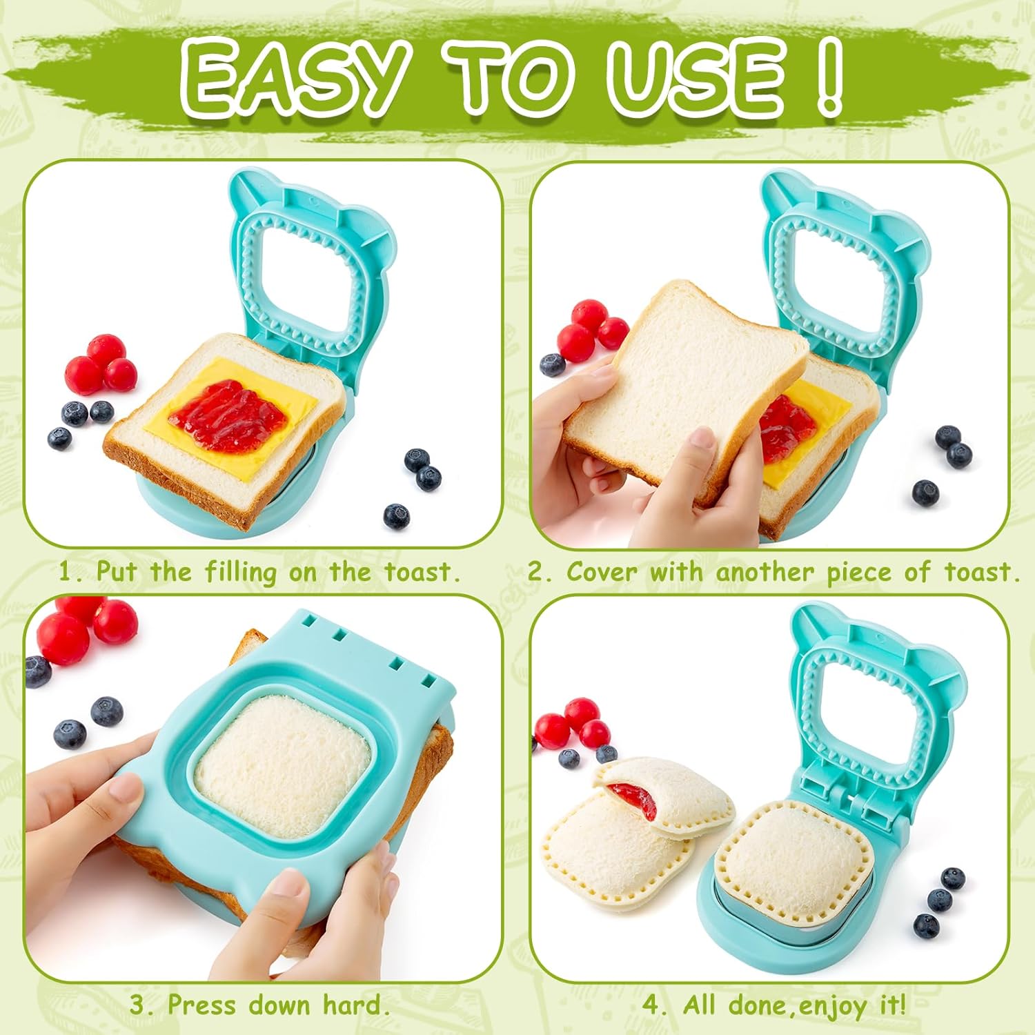 Sandwich Cutter/Sealer - Making Bread - DIY Bread - Square - Stainless Steel - Bread Cutter - Suitable for Kids - Boys & Girls - Lunch & Breakfast - Image 4