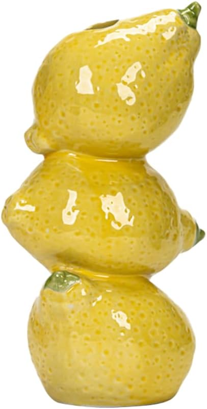 Citroenkeramiek vase - Unique fruit-shaped vase - 3D lemon design - Creative fruit and flower arrangement - Suitable for home and kitchen decor - Yellow - Image 1