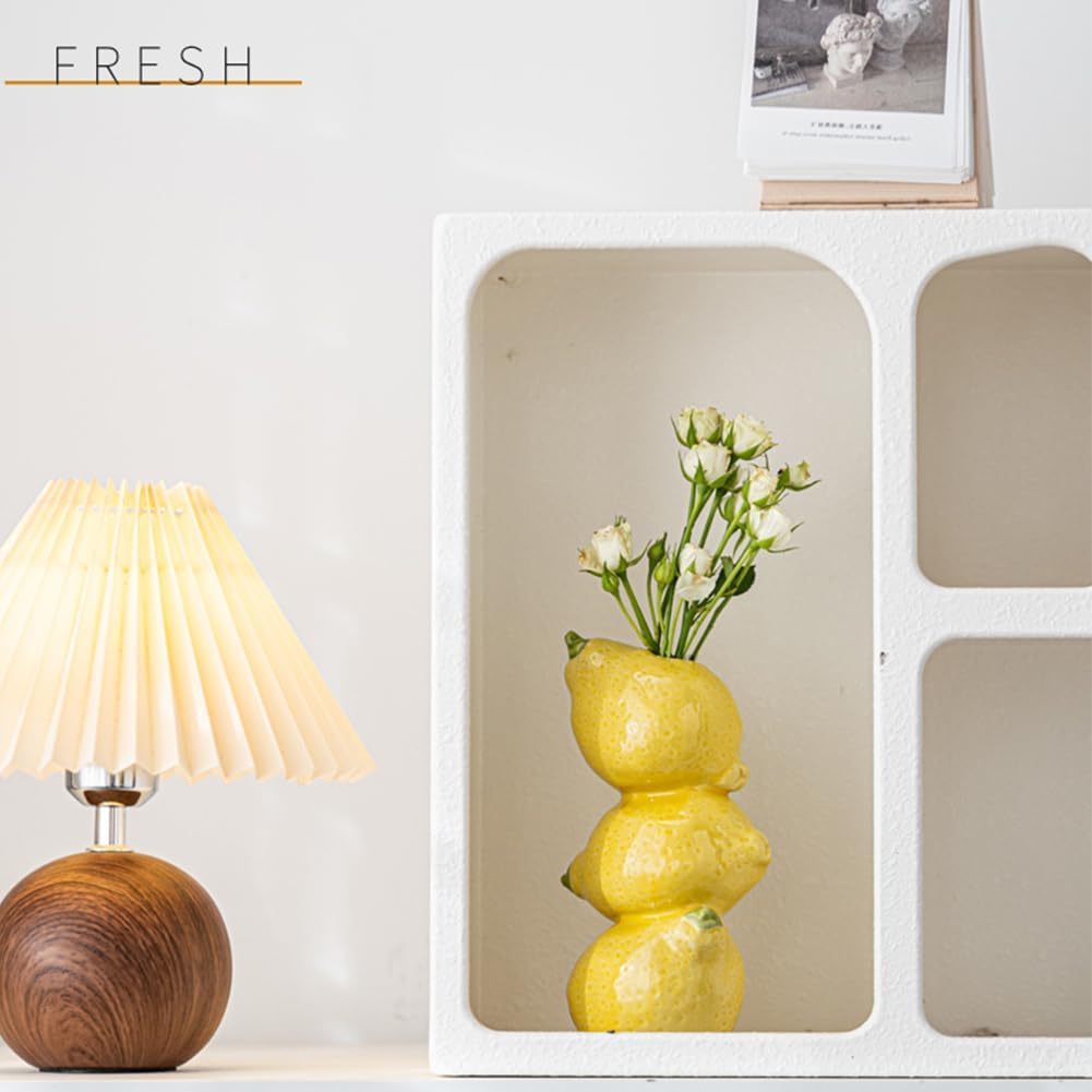 Citroenkeramiek vase - Unique fruit-shaped vase - 3D lemon design - Creative fruit and flower arrangement - Suitable for home and kitchen decor - Yellow - Image 3
