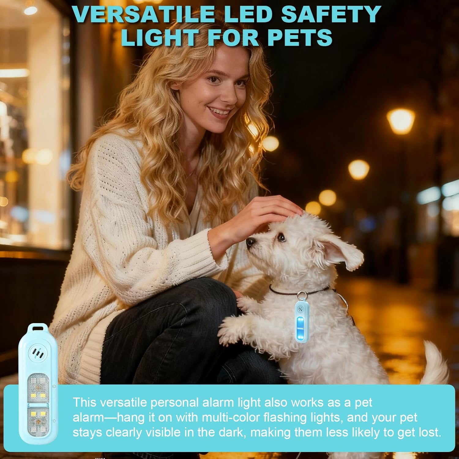Rechargeable personal safety alarm for women - 130 dB self-defence keychain alarm - with strobe light and LED torch - bear alarm - rechargeable emergency safety alarm - suitable for night runners and children - blue - Image 5
