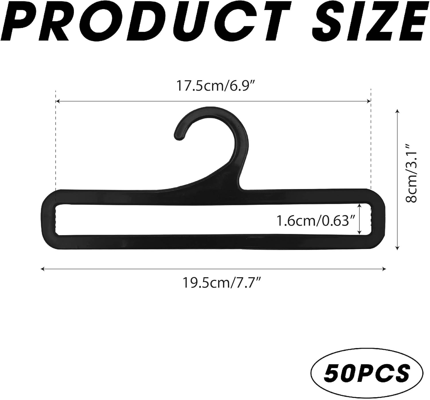 Towel rail - Tea towel hook - Display - 7.75 inches long - 50 pieces - Black - Multi-functional - Plastic clothes rail - Storage rack - Suitable for hanging leggings, scarves, socks, hats, shawls and belts - Image 2