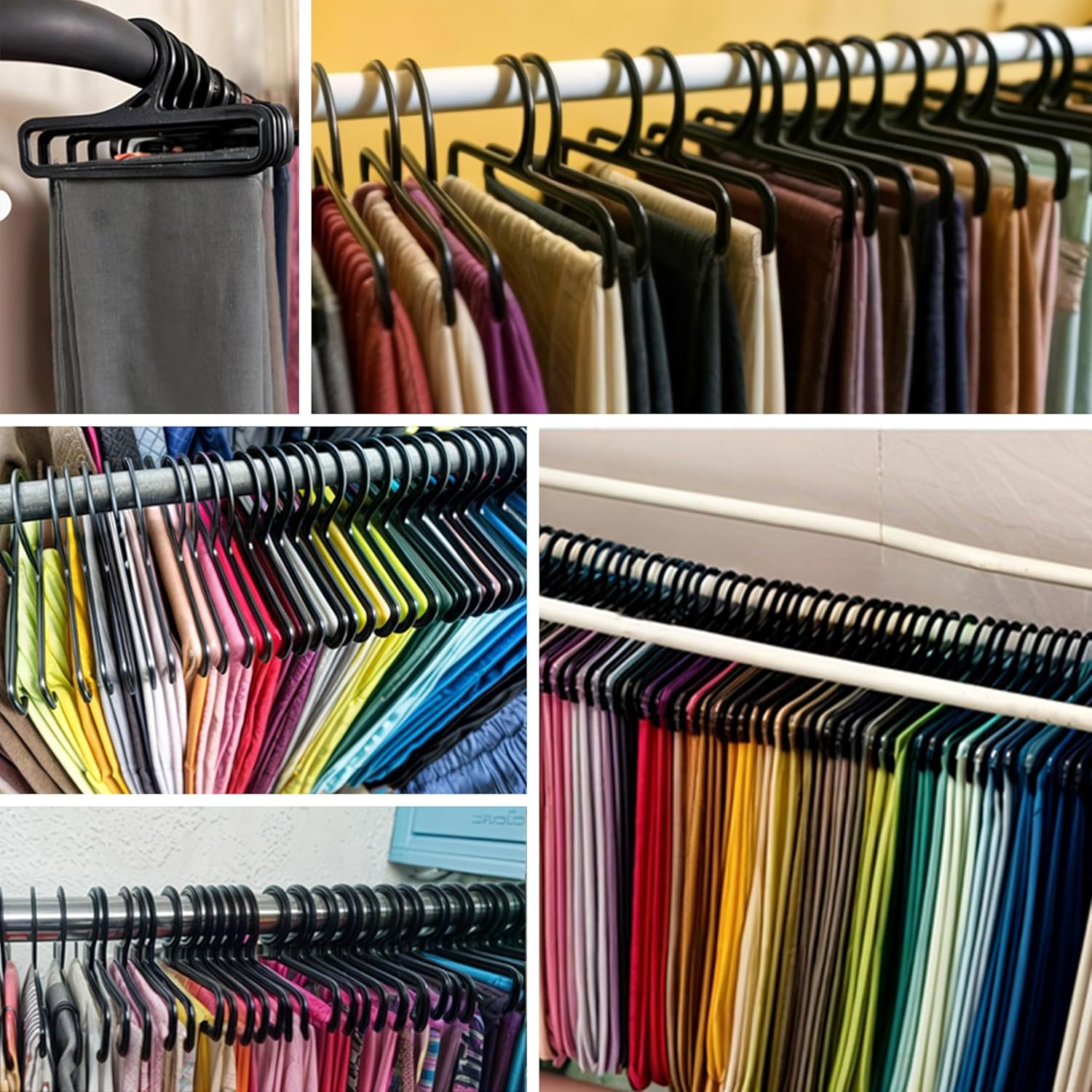 Towel rail - Tea towel hook - Display - 7.75 inches long - 50 pieces - Black - Multi-functional - Plastic clothes rail - Storage rack - Suitable for hanging leggings, scarves, socks, hats, shawls and belts - Image 4