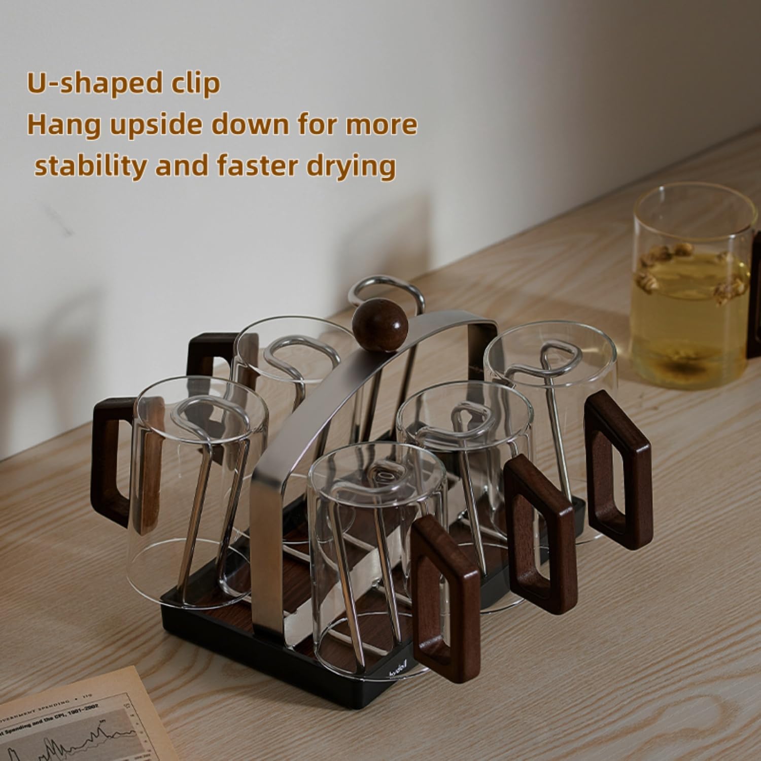 Stainless steel holder - sturdy and dries quickly - removable drip tray - suitable for coffee cups/glasses/mugs - ideal for the kitchen/dining table/café. - Image 5