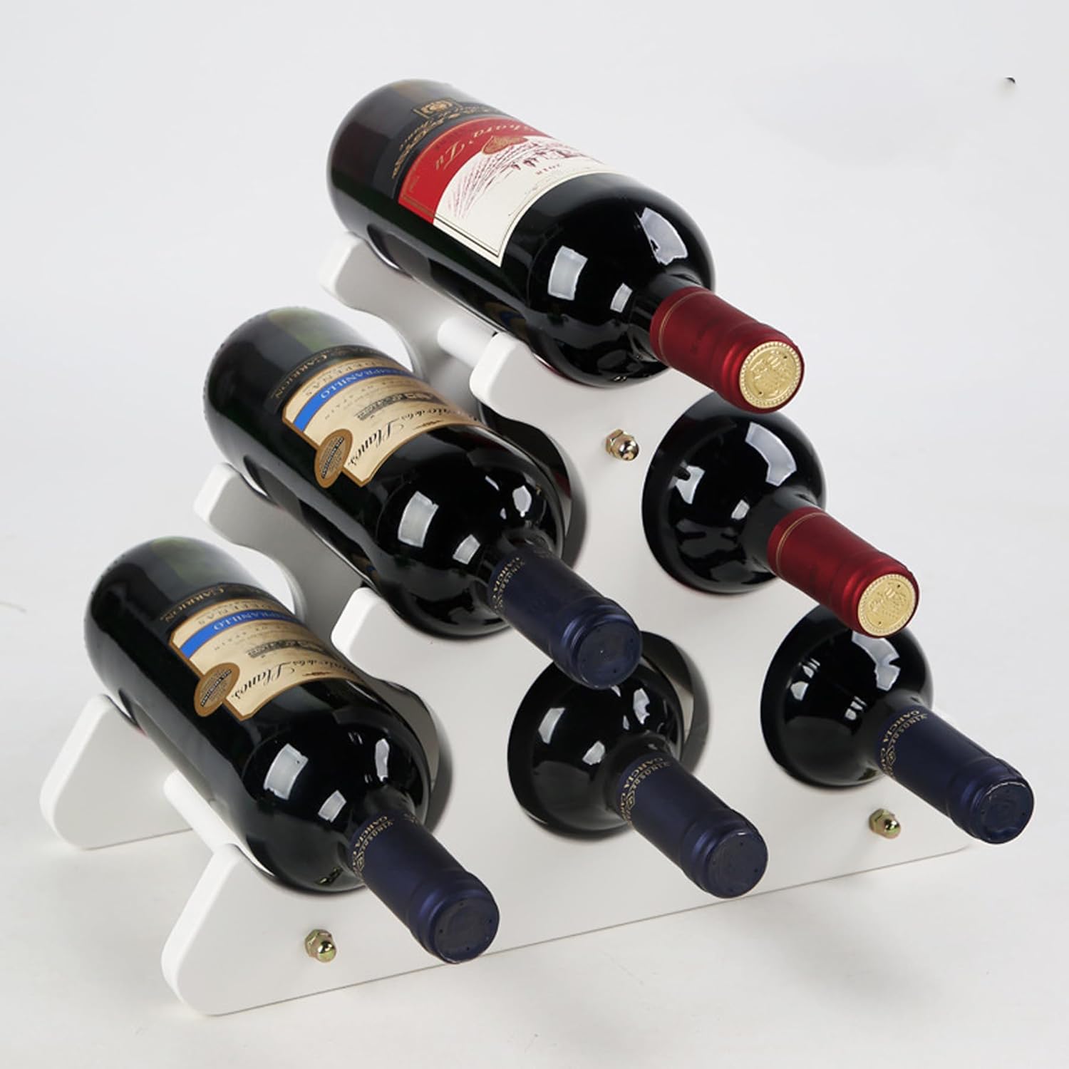 Countertop wooden wine rack - Compact and small wine rack - Tabletop wine organizer for 6 bottles of wine - Space-saving bar organizer for home - Image 3