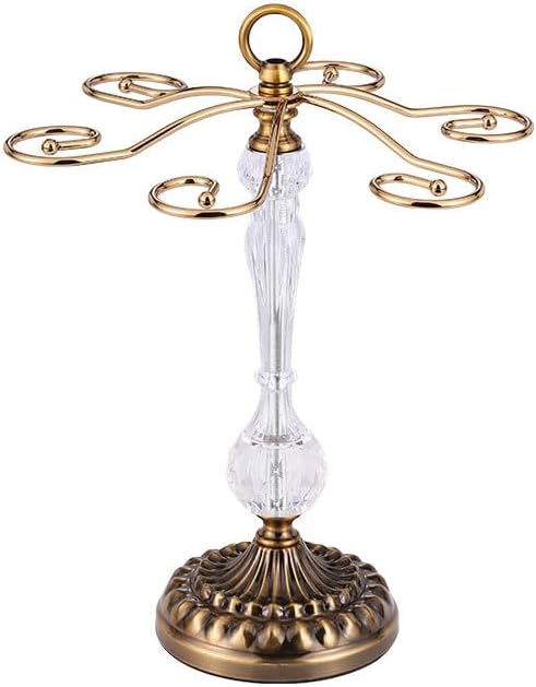 Rotating wine glass rack with 6 hooks - Antique freestanding drying rack for the countertop - Suitable for home and bar storage - Image 1