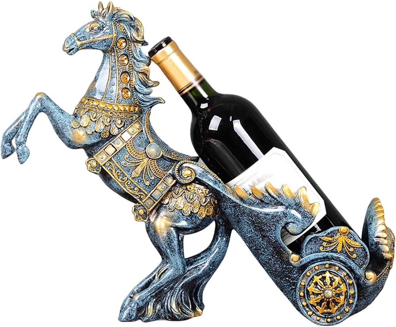 Wine rack standard - High table standard for wine accessories for one bottle - Wine rack in the shape of a resin horse - Kitchen decoration, Dining room decoration, Craftsmanship - Image 1