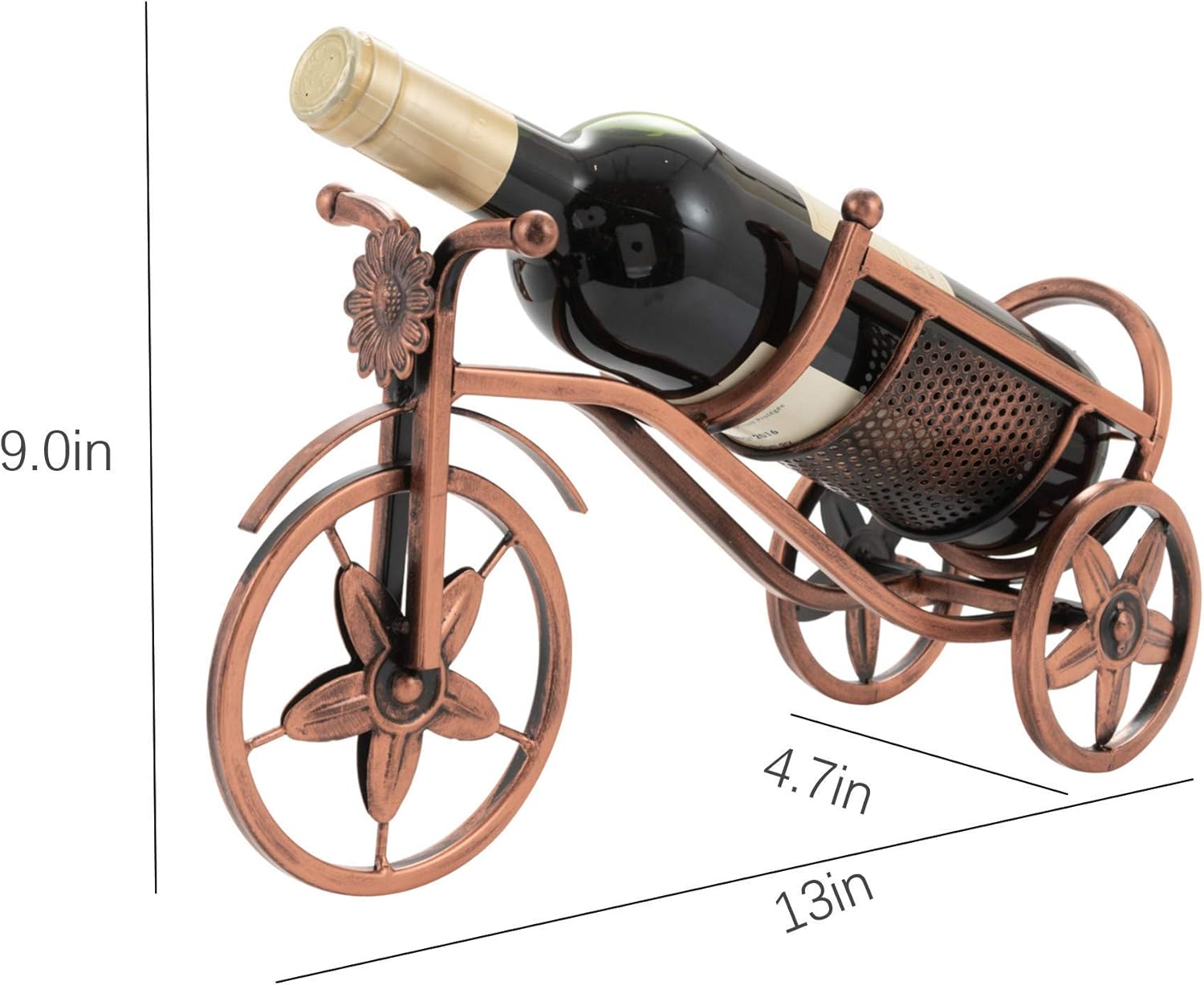 Floating wine rack - Wine rack with stainless steel chain - Metal table wine rack - Silver freestanding table wine rack - Image 4