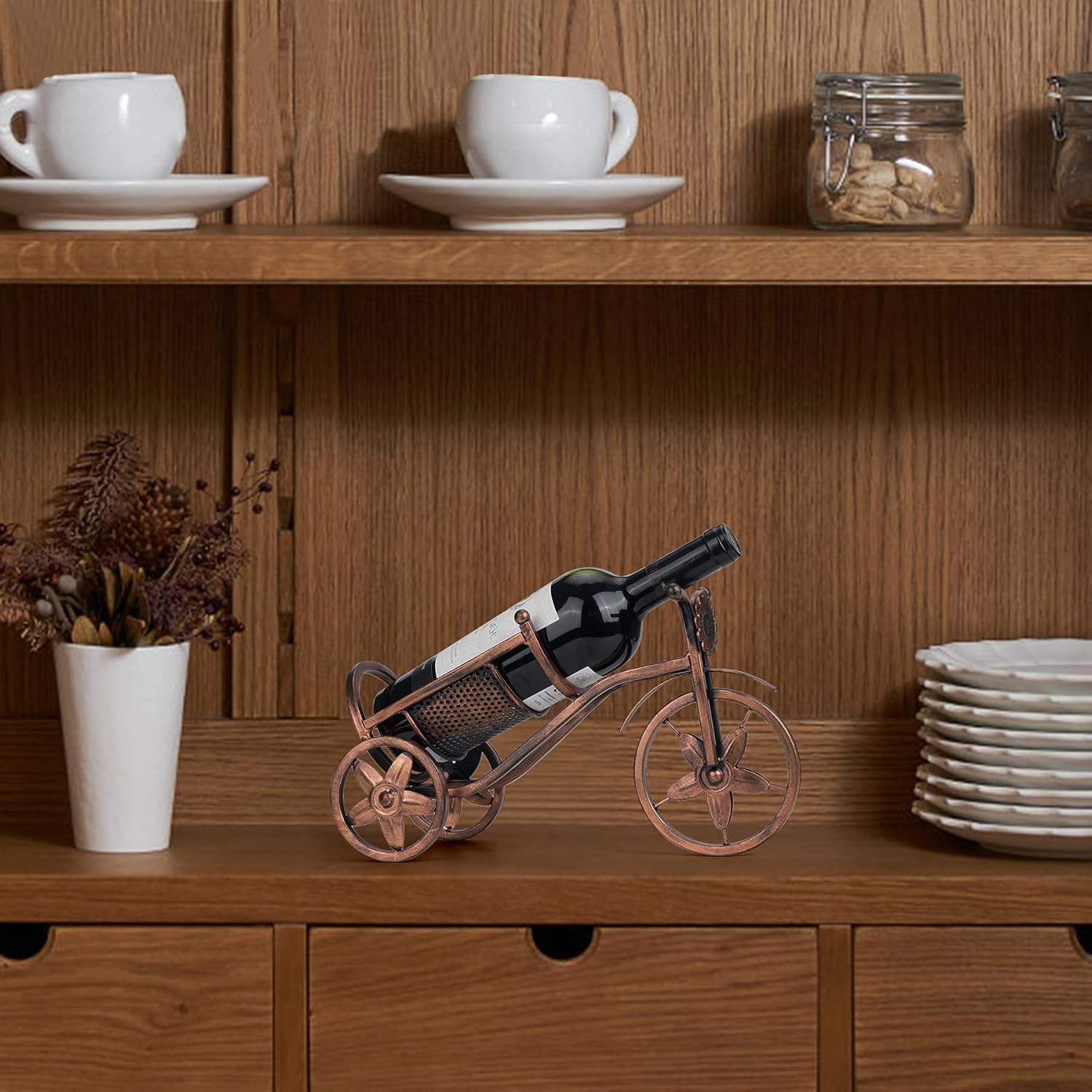 Desk wine rack - Bicycle-shaped wine rack for one bottle - Freestanding table wine rack and bottle holder - Wine gifts, home and bar decorations, and crafts - Image 6
