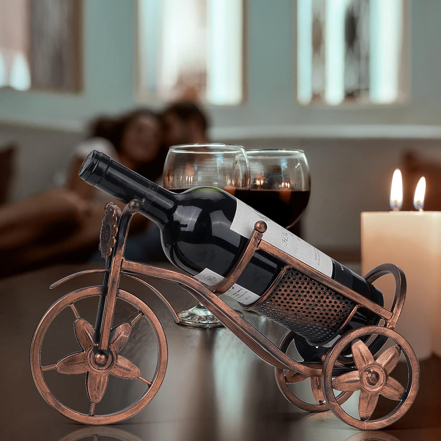 Desk wine rack - Bicycle-shaped wine rack for one bottle - Freestanding table wine rack and bottle holder - Wine gifts, home and bar decorations, and crafts - Image 7