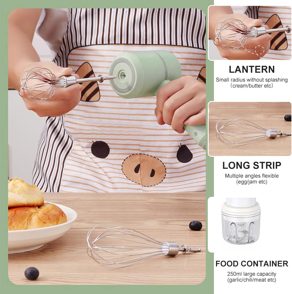 Handheld cordless electric blender - comes with 3 accessories - portable multi-functional food blender - can be used to blend eggs, whip cream, and chop garlic. - Image 4
